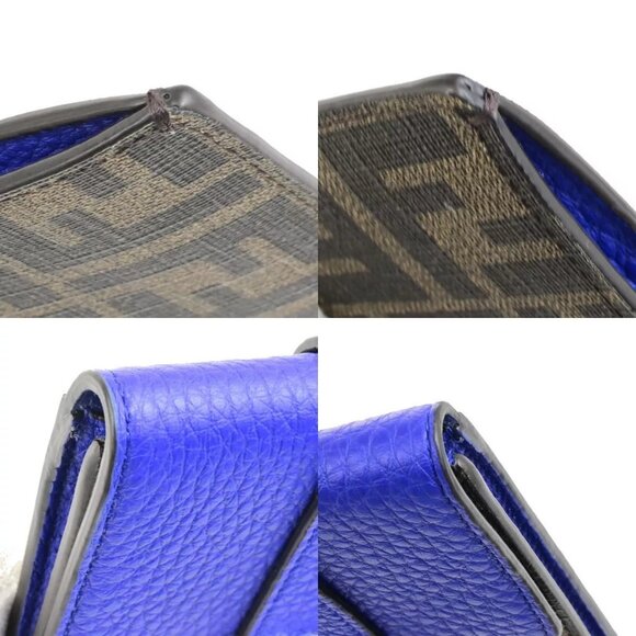 FENDI Logo Zucca Pattern Phone Holder Bag PVC Leather Brown Blue Italy 88RL013 - Picture 16 of 16